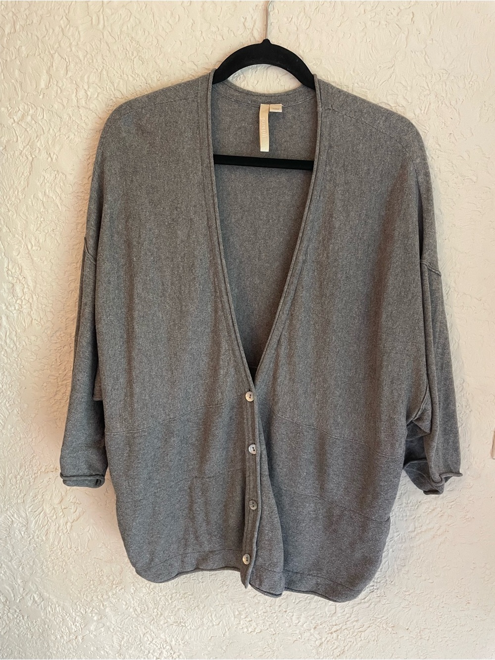 J. Jill Oversized  Gray Button-Front Women's SS Cardigan Sweater
